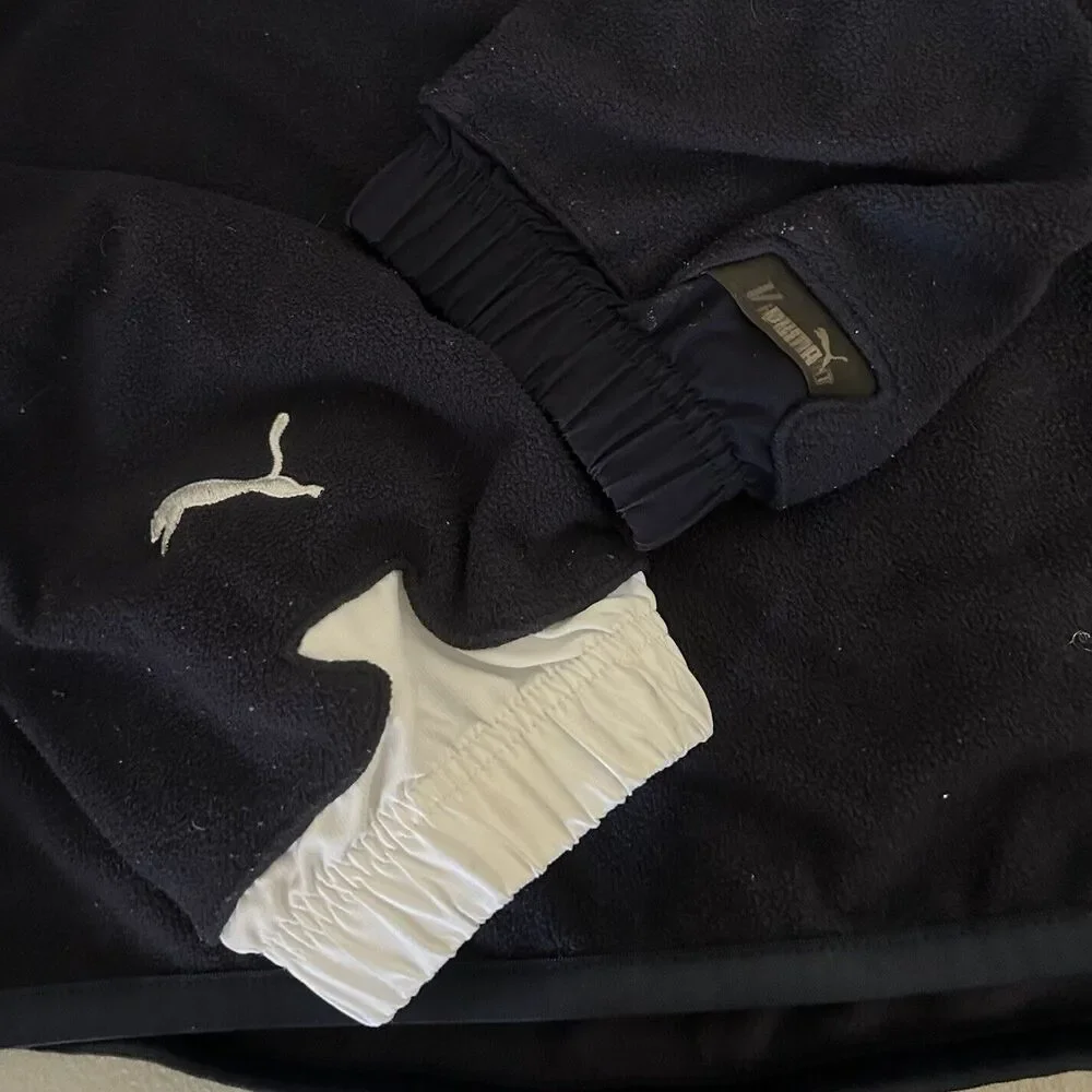 Puma 1/4 Zipper Men's Large Lightweight Sweater Black and white Athleisure